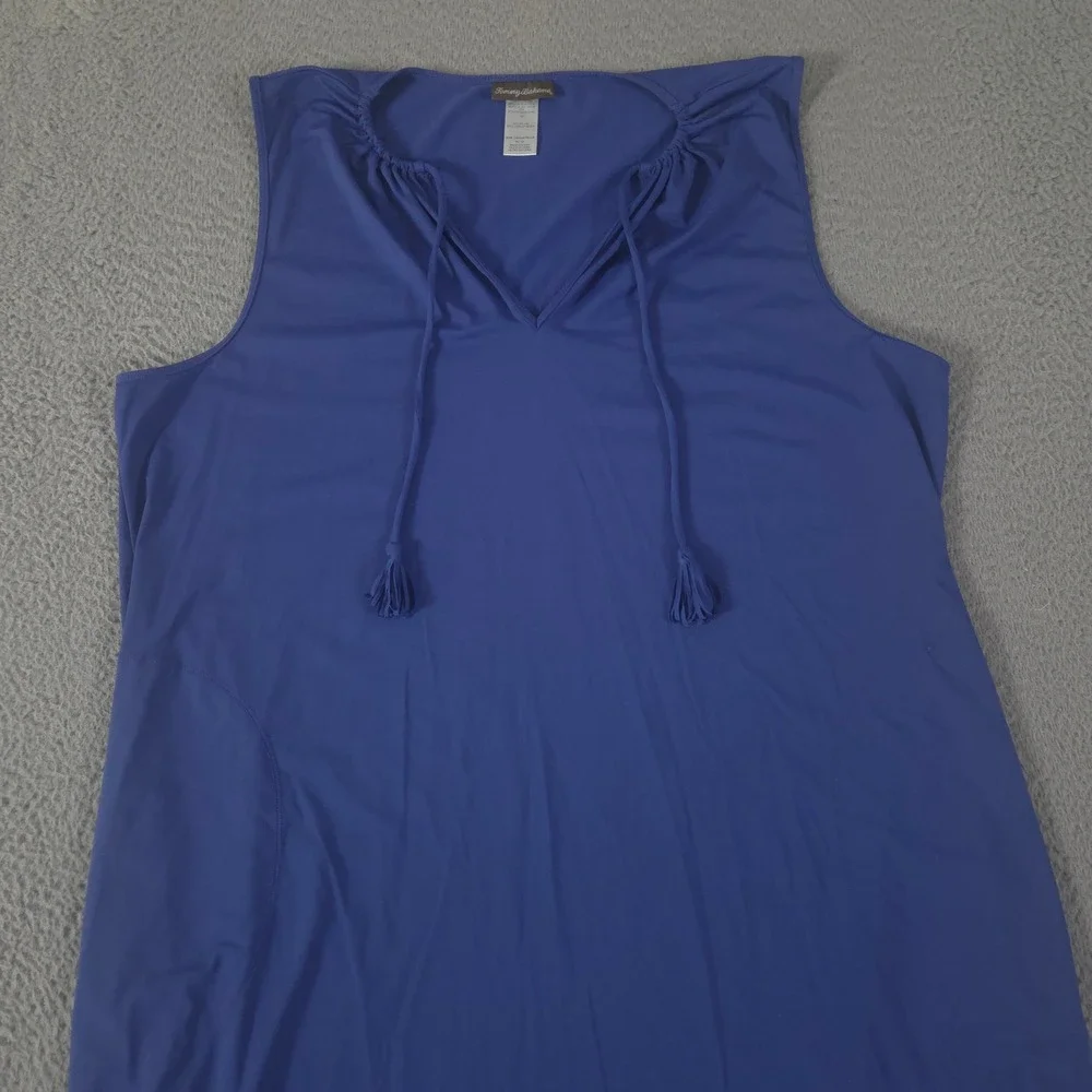 Tommy Bahama Dress Womens XL Island Cays Split Neck Tassel Tie Coverup Solid